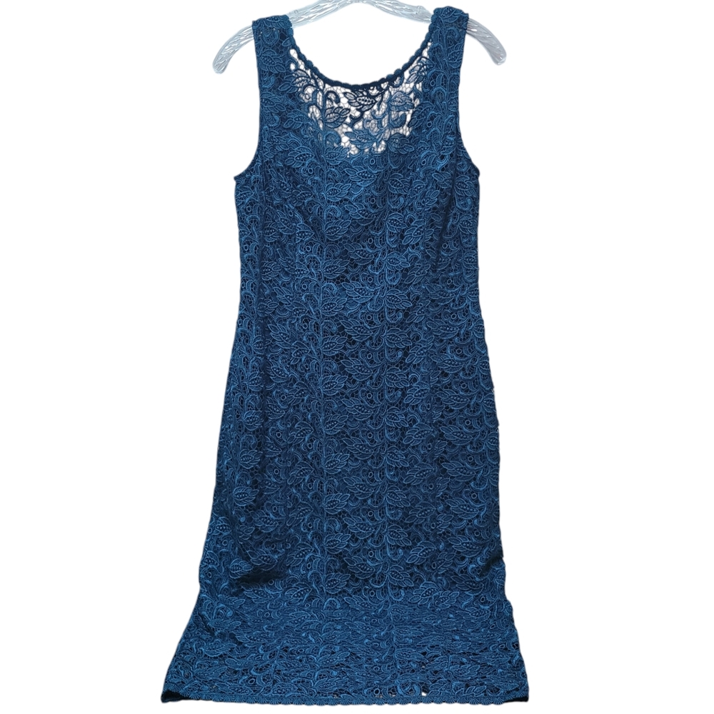 WHITE HOUSE BLACK MARKET | Vibrant Teal Blue Lace Dress, Sz. 8
